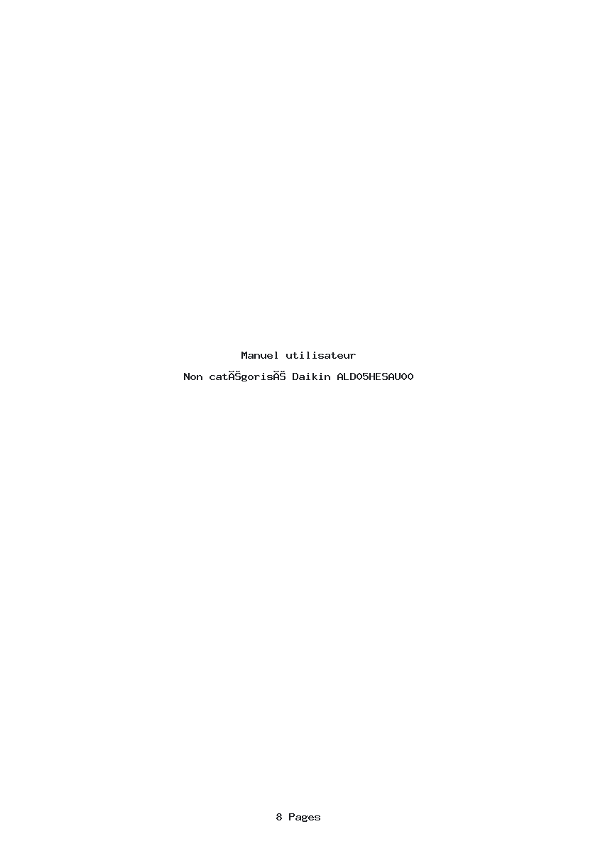 Page 1 de la notice Manuel utilisateur Daikin ALD05HESAU00