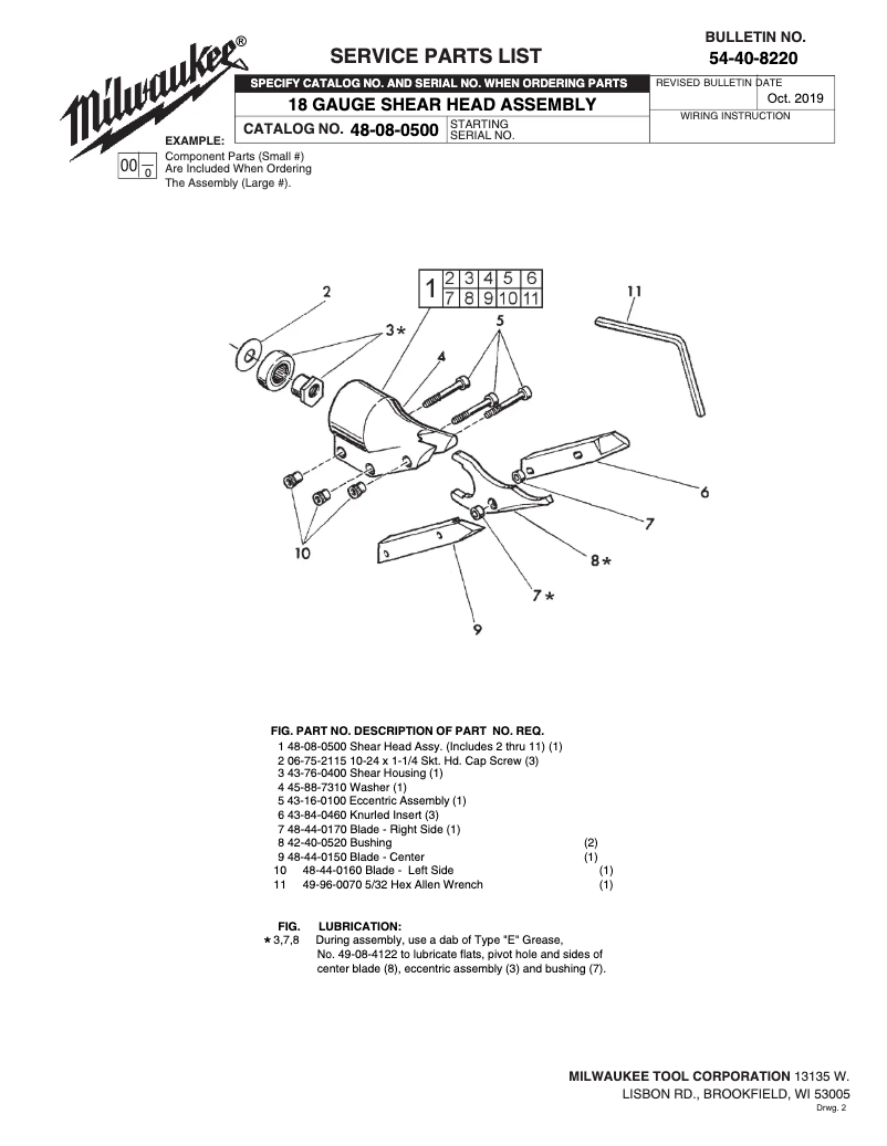 Page 1 de la notice Manuel utilisateur Milwaukee 48-08-0500