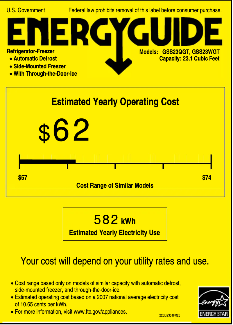 Página 1 del manual Etiqueta energética GE GSS23QGTCC