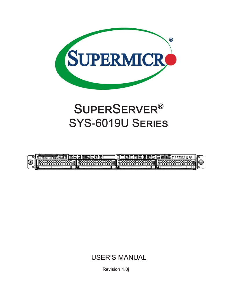 Page 1 de la notice Manuel utilisateur Supermicro SuperServer 6019U-TN4R4T