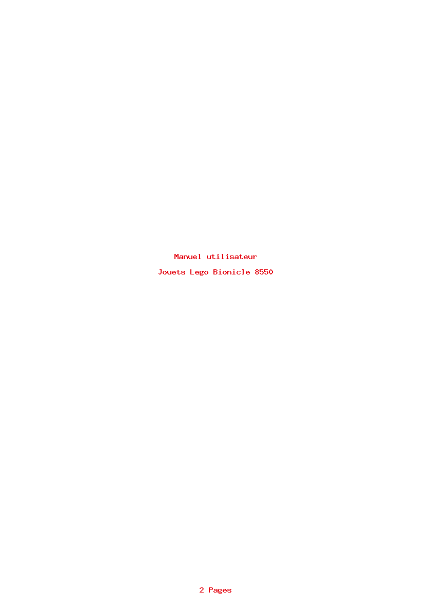 Page 1 de la notice Manuel utilisateur Lego Bionicle 8550