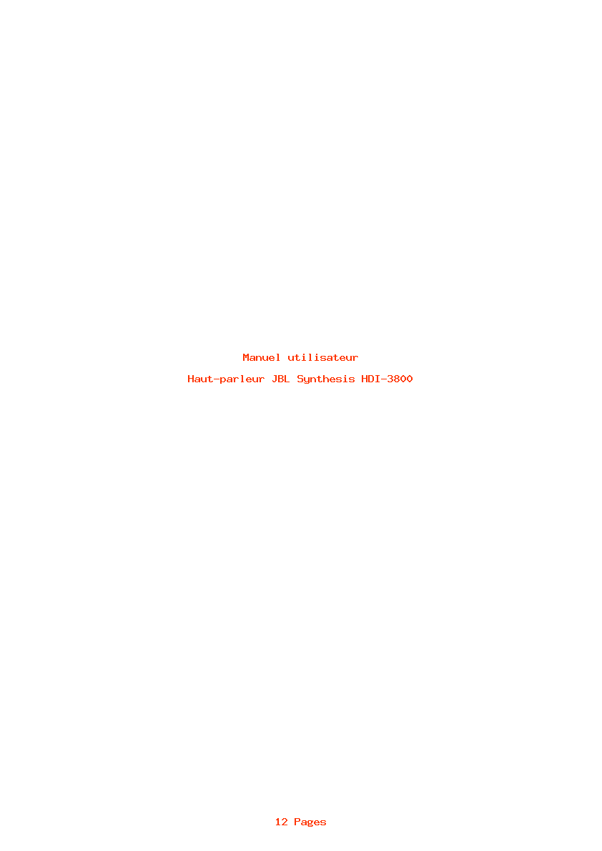 Page 1 de la notice Manuel utilisateur JBL Synthesis HDI-3800
