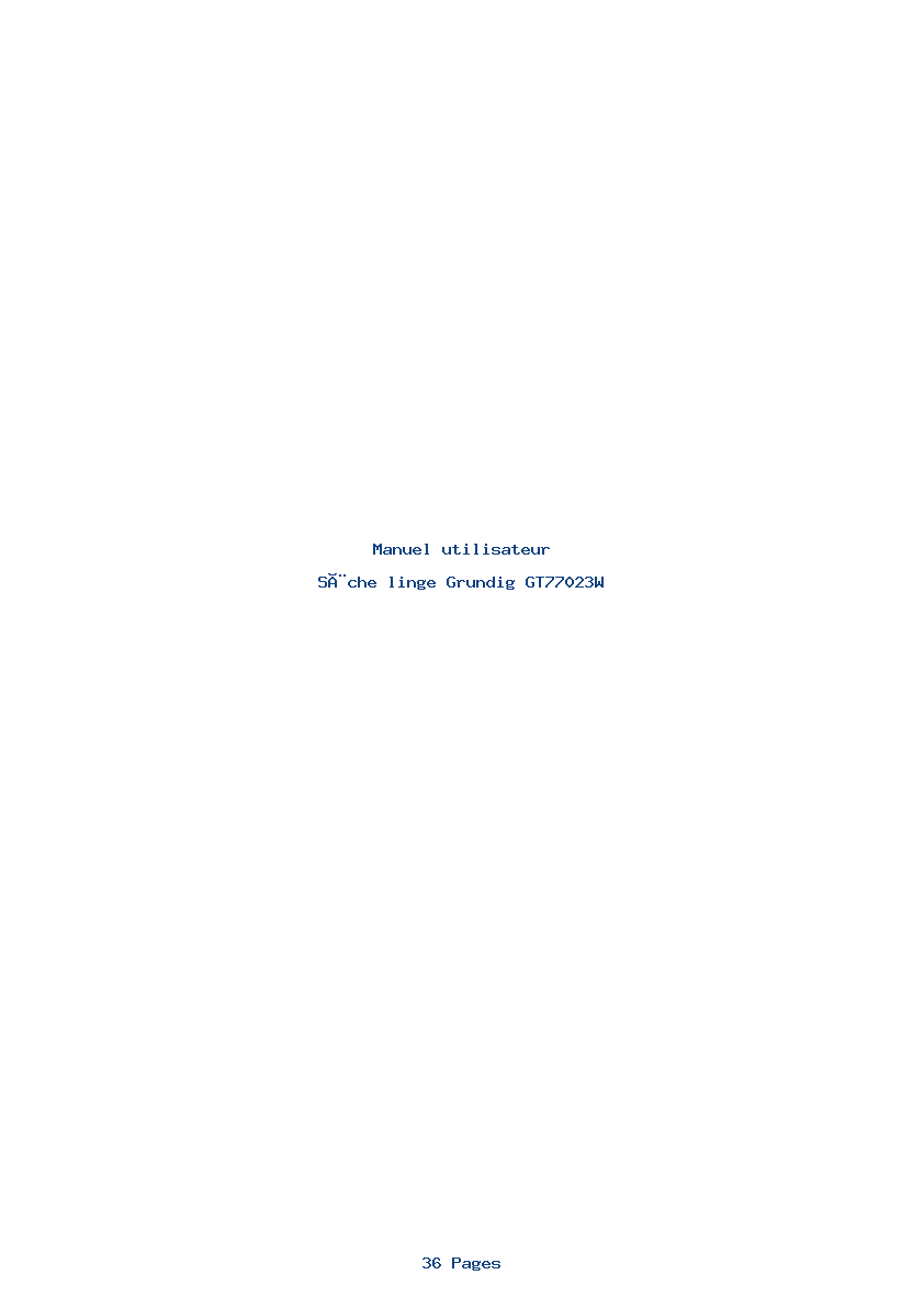 Page 1 de la notice Manuel utilisateur Grundig GT77023W