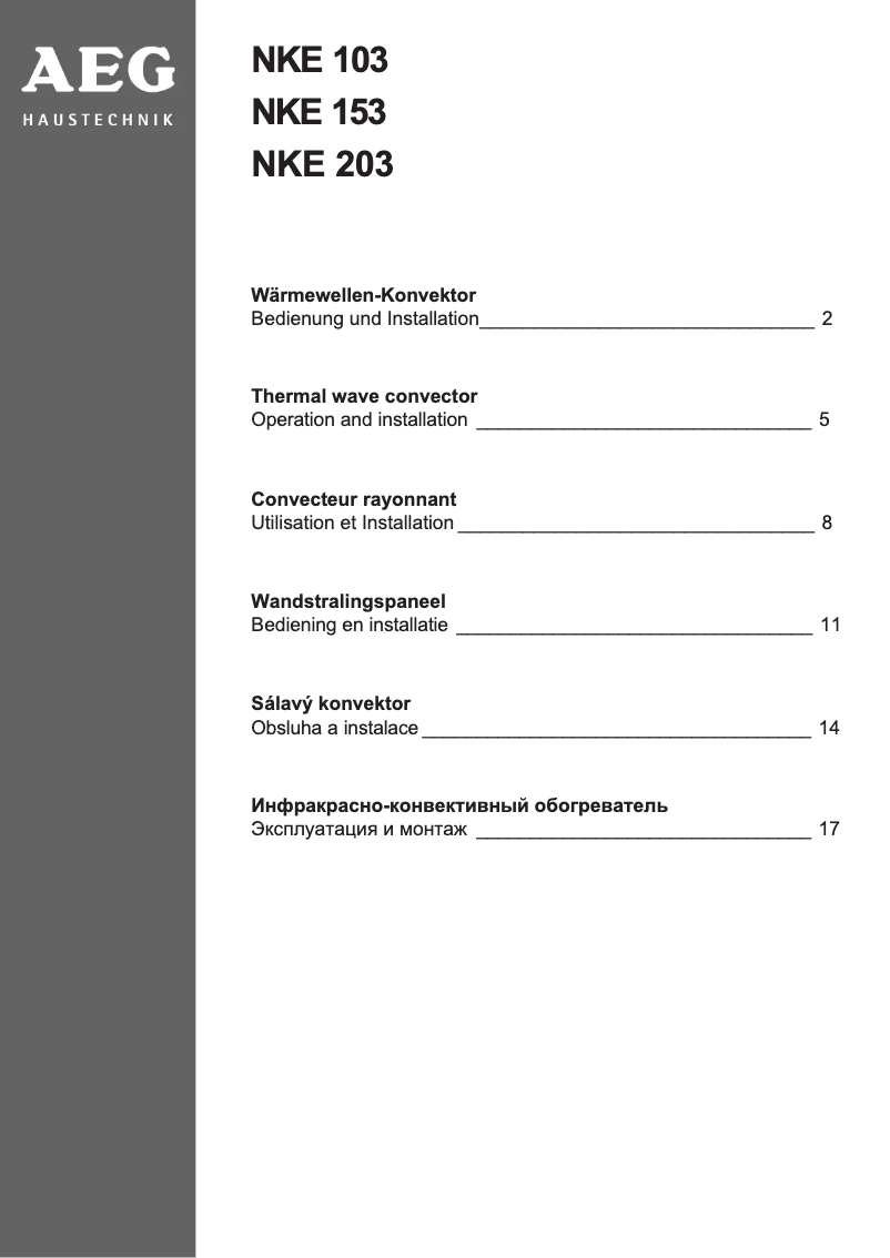 Página 1 del manual Manual de usuario AEG NKE 153