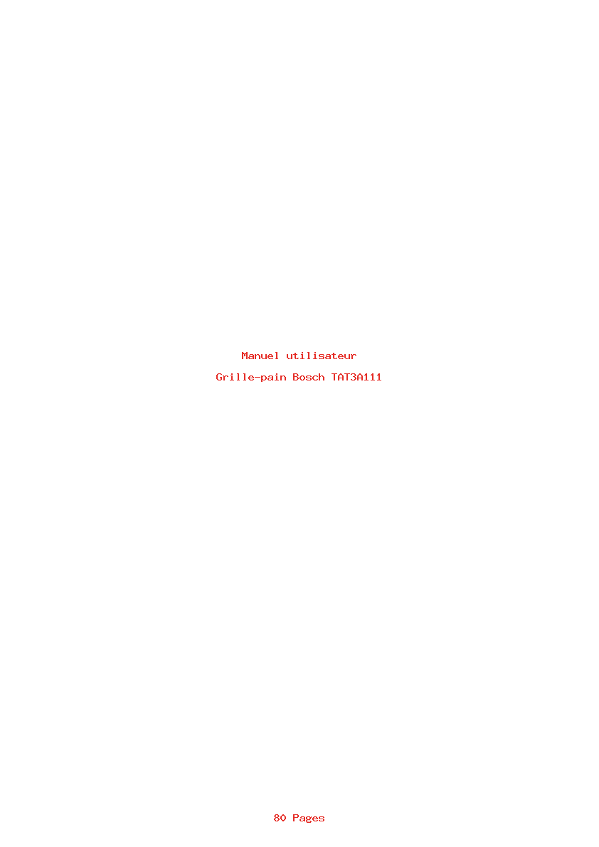 Page 1 de la notice Manuel utilisateur Bosch TAT3A111