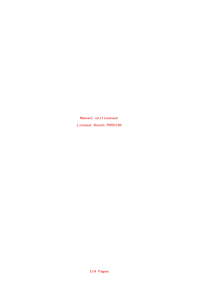 Page 1 de la notice Manuel utilisateur Bosch PHS5190