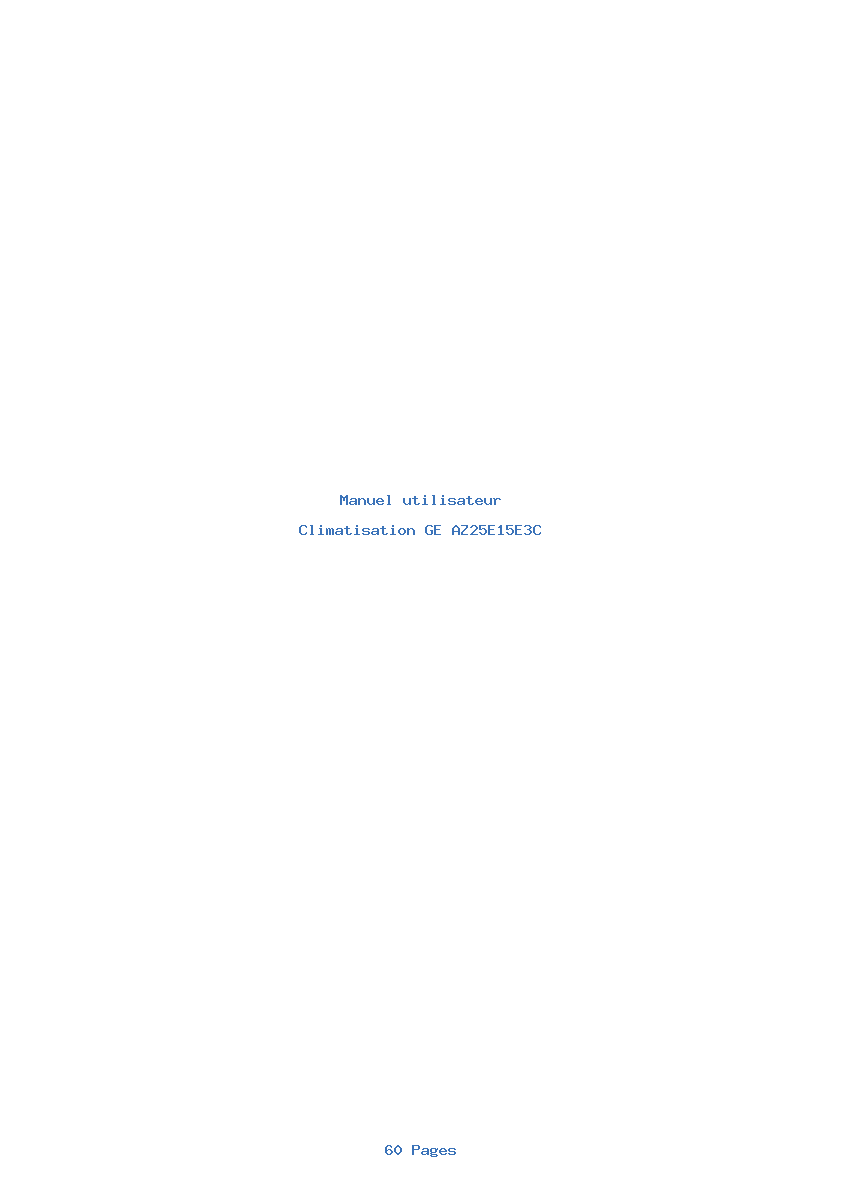 Page 1 de la notice Manuel utilisateur GE AZ25E15E3C
