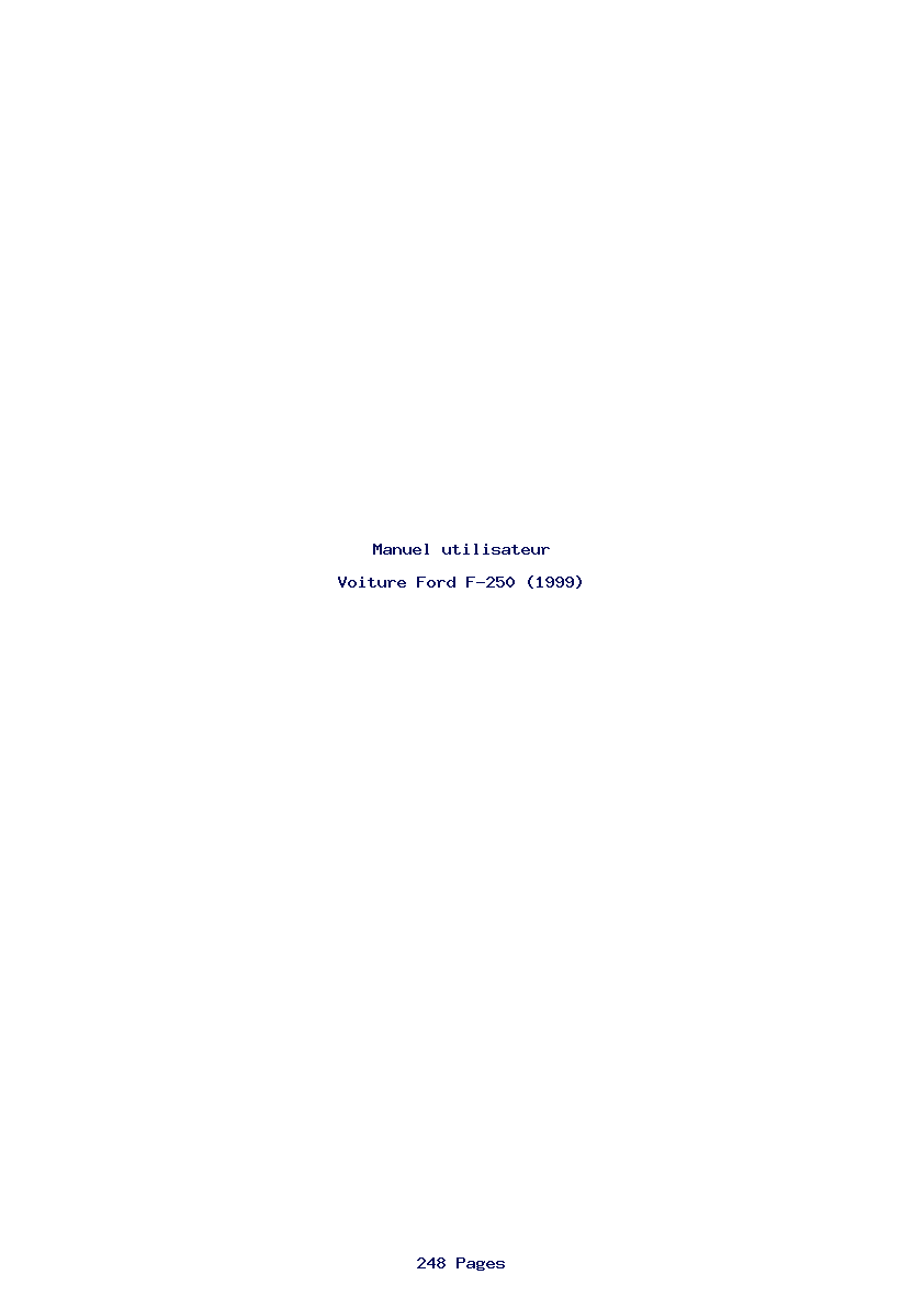 Page 1 de la notice Manuel utilisateur Ford F-250 (1999)