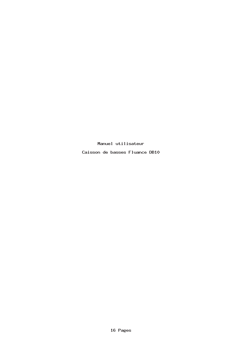 Page 1 de la notice Manuel utilisateur Fluance DB10
