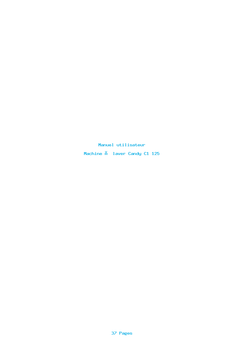 Page 1 de la notice Manuel utilisateur Candy C1 125