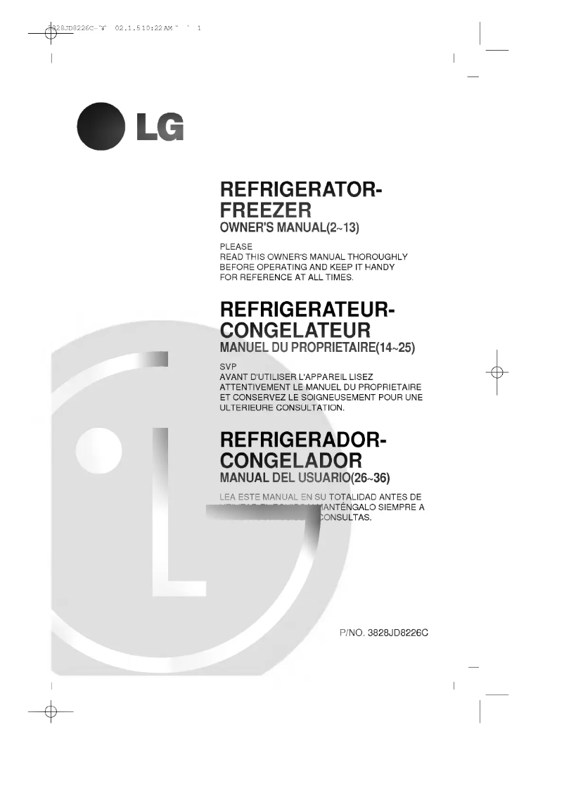 Page 1 de la notice Manuel utilisateur LG GR-T502GT