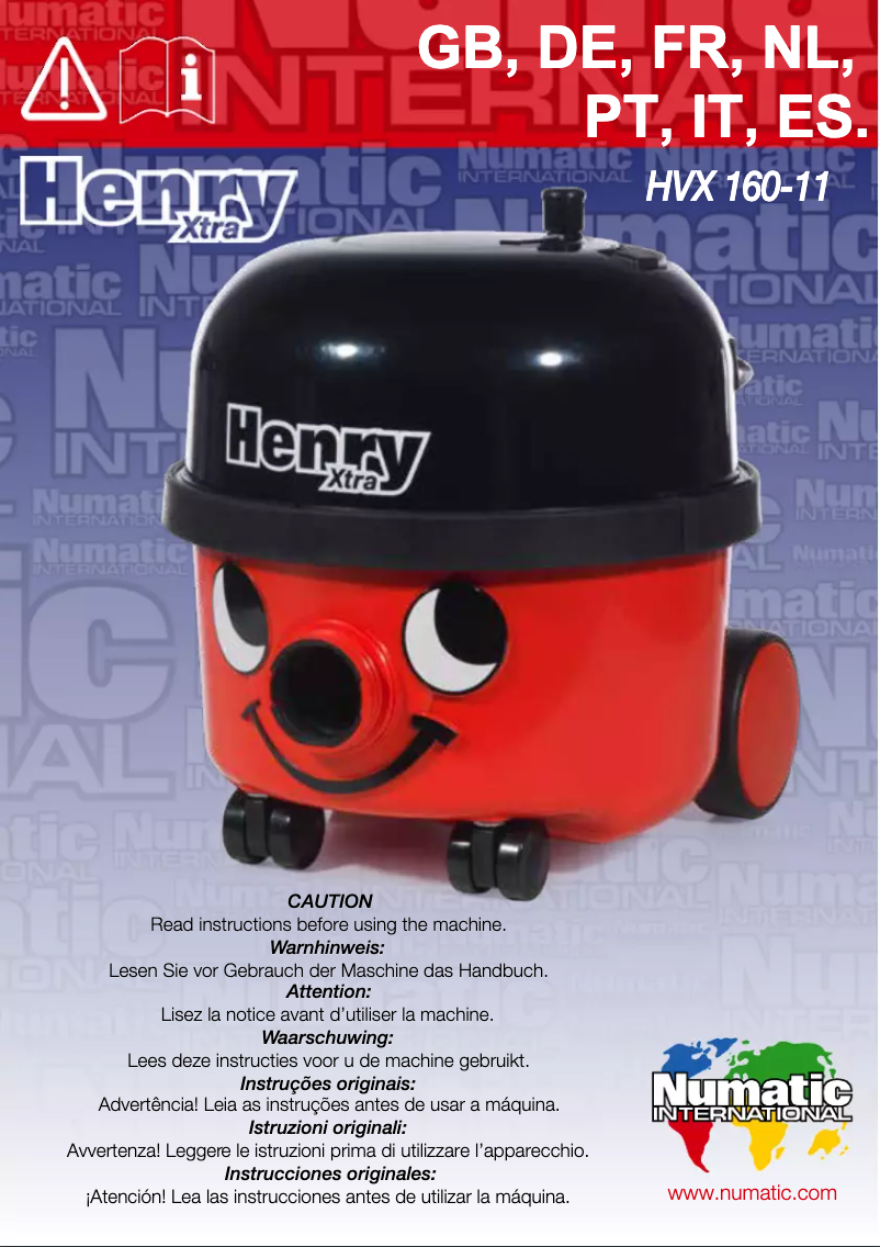 Page 1 de la notice Manuel utilisateur Numatic Henry Xtra HVX160-11