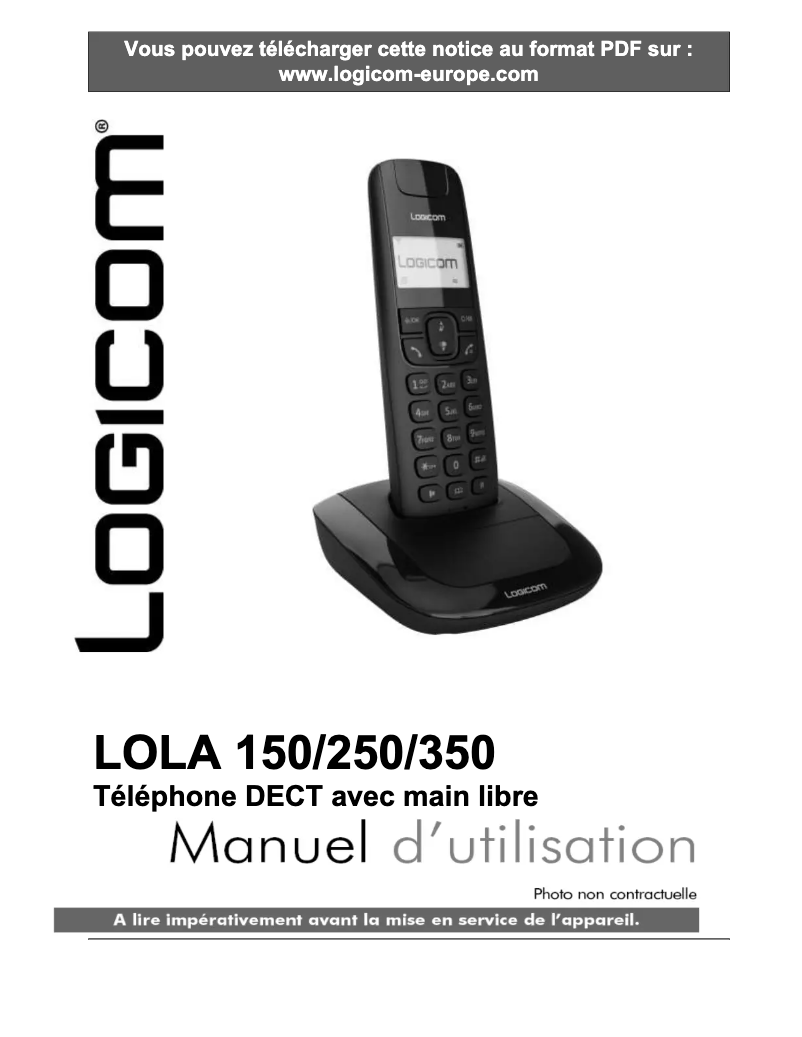Page 1 de la notice Manuel utilisateur Logicom Lola 150