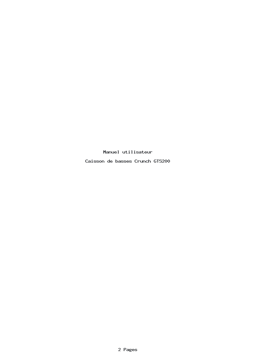 Page 1 de la notice Manuel utilisateur Crunch GTS200