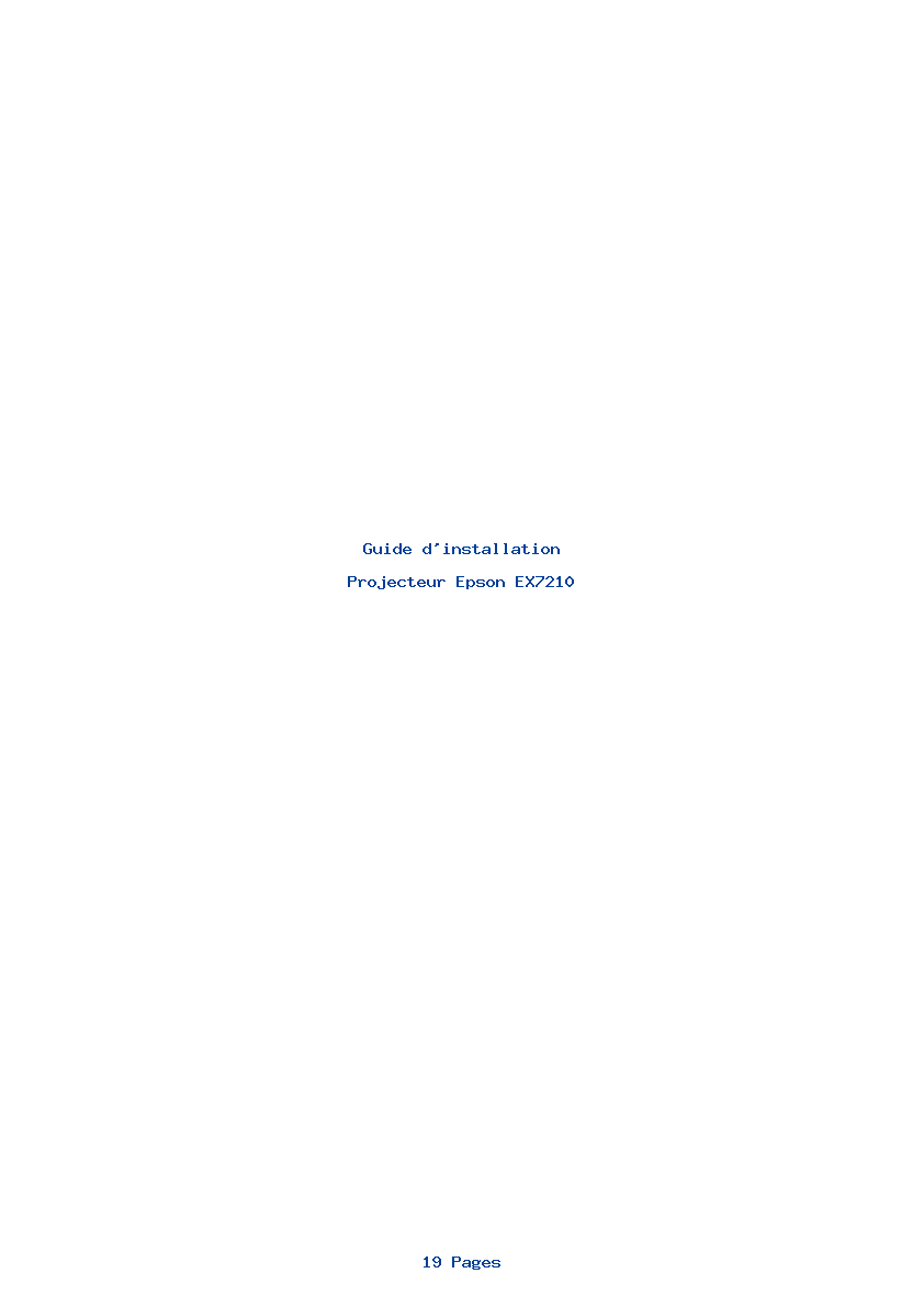 Page 1 de la notice Guide d'installation Epson EX7210