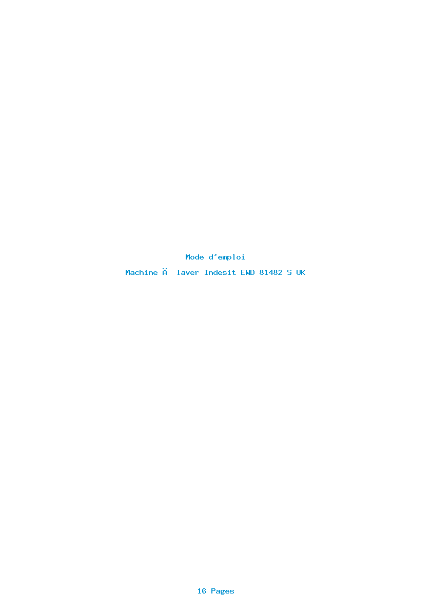 Page 1 de la notice Mode d'emploi Indesit EWD 81482 S UK
