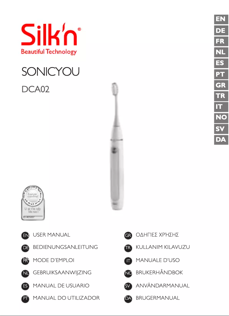 Page 1 de la notice Manuel utilisateur Silk'n SonicYou DCA02