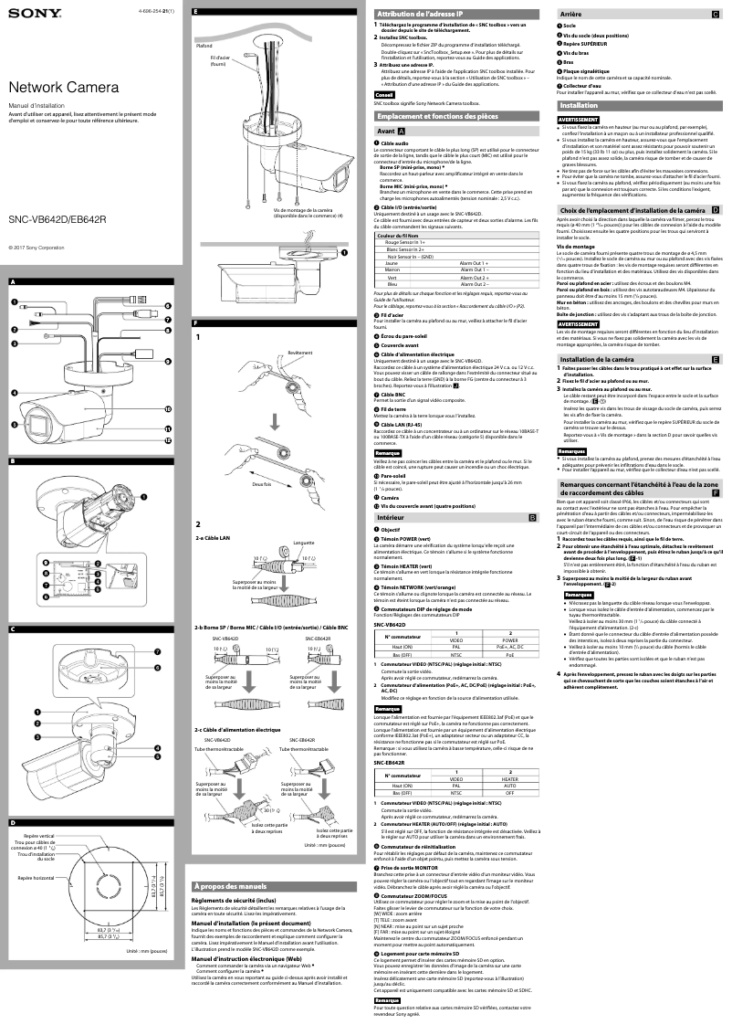 Page 1 de la notice Manuel utilisateur Sony SNC-VB642D
