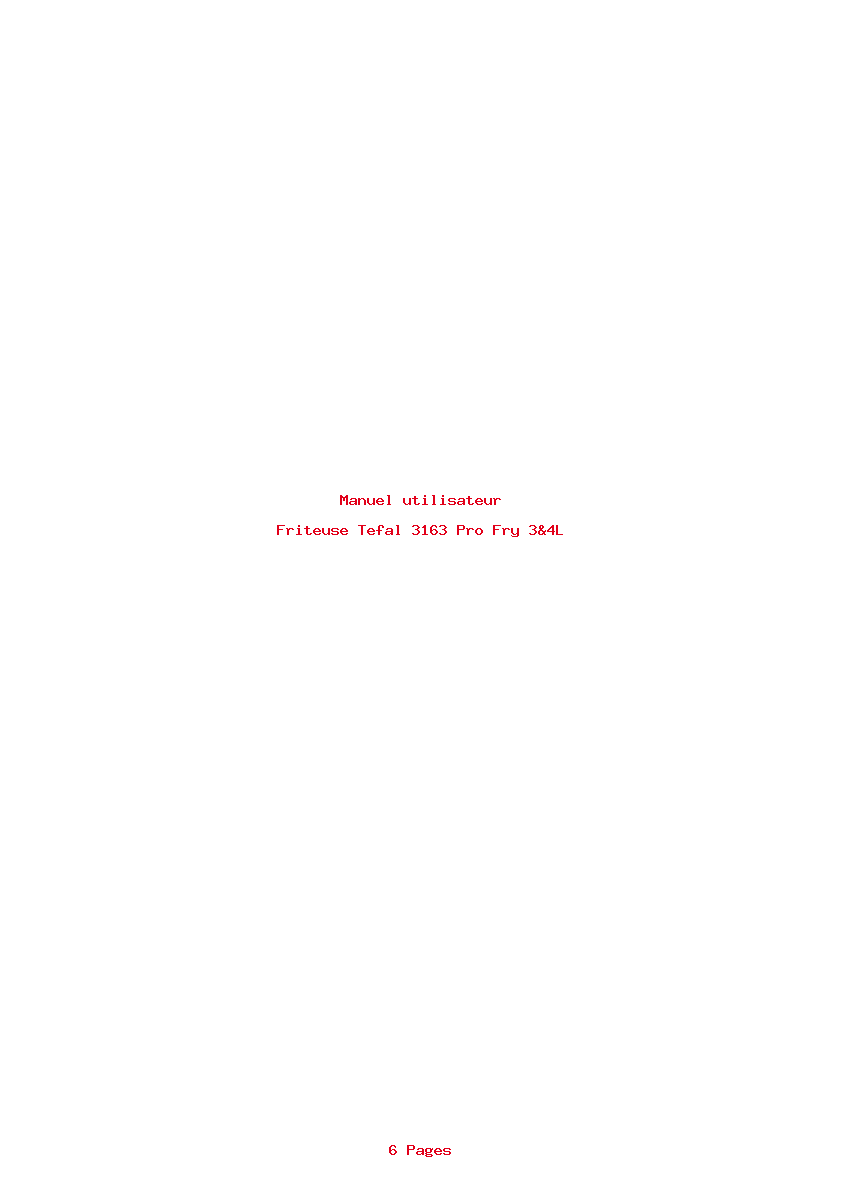 Page 1 de la notice Manuel utilisateur Tefal 3163 Pro Fry 3&4L