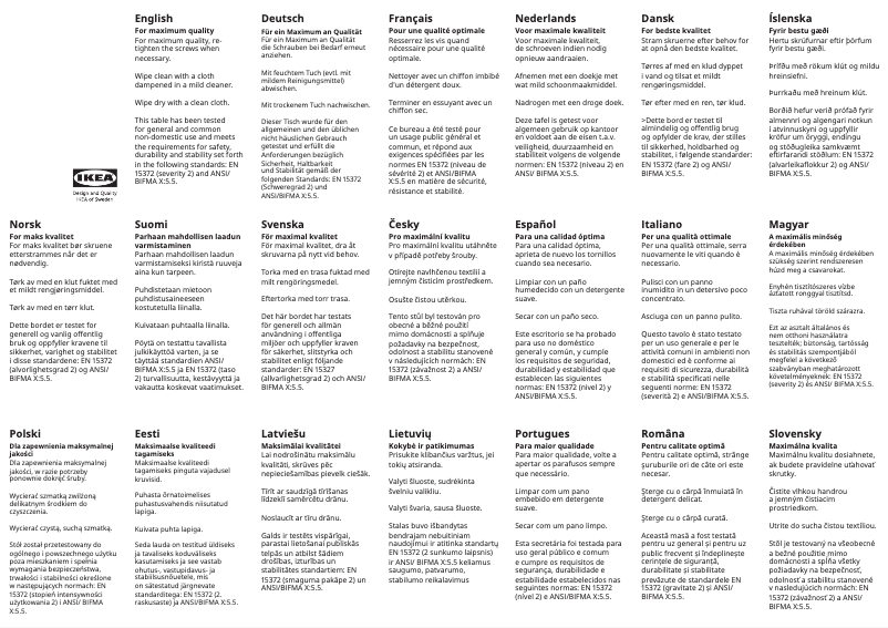 Page 1 de la notice Manuel utilisateur Ikea MITTZON 205.279.54