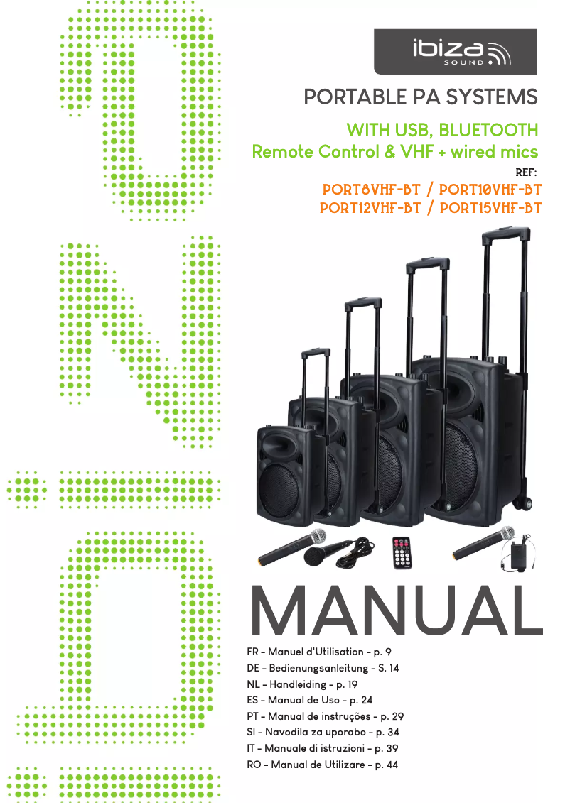 Page 1 de la notice Manuel utilisateur Ibiza Sound PORT12VHF-BT