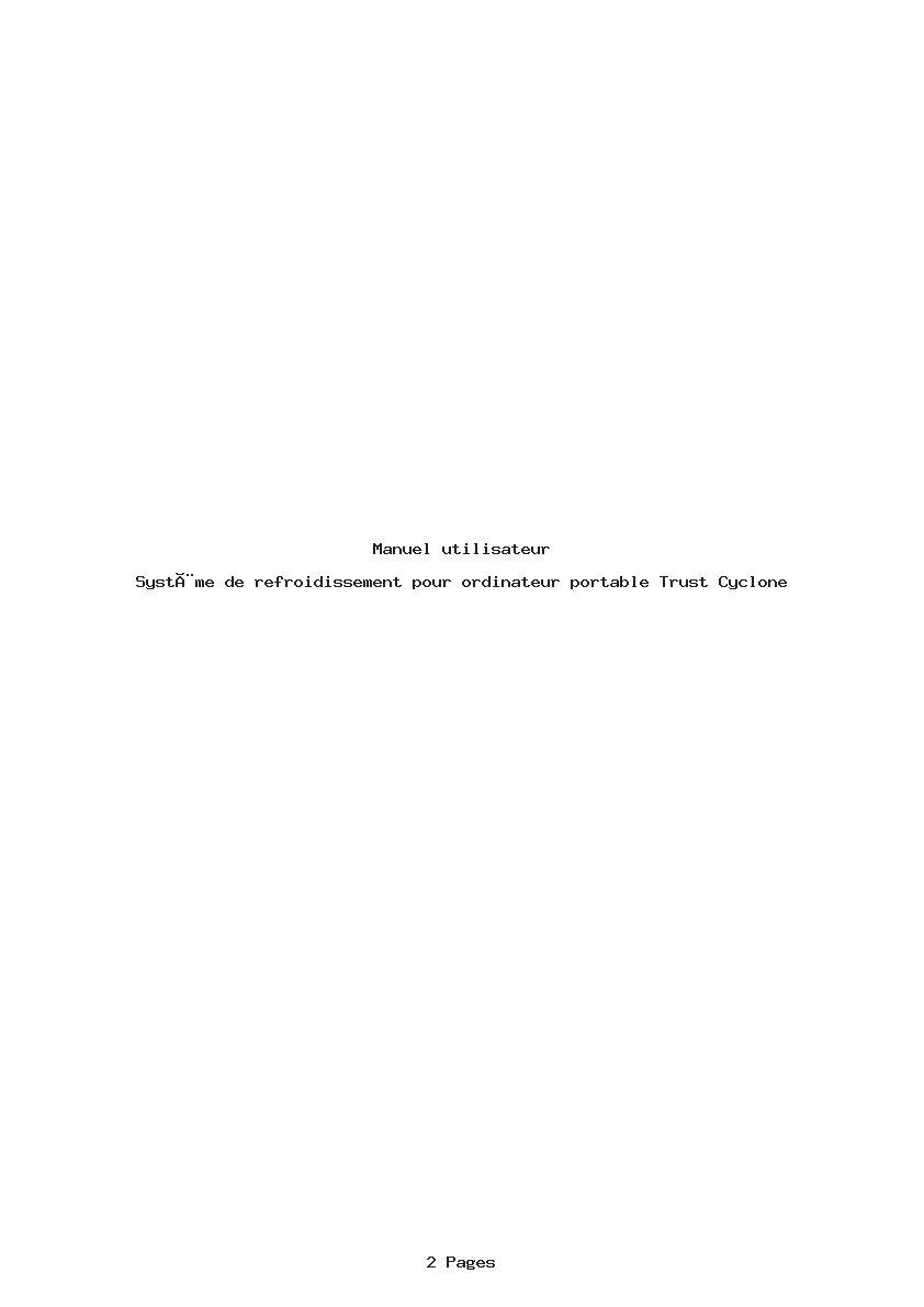 Page 1 de la notice Manuel utilisateur Trust Cyclone