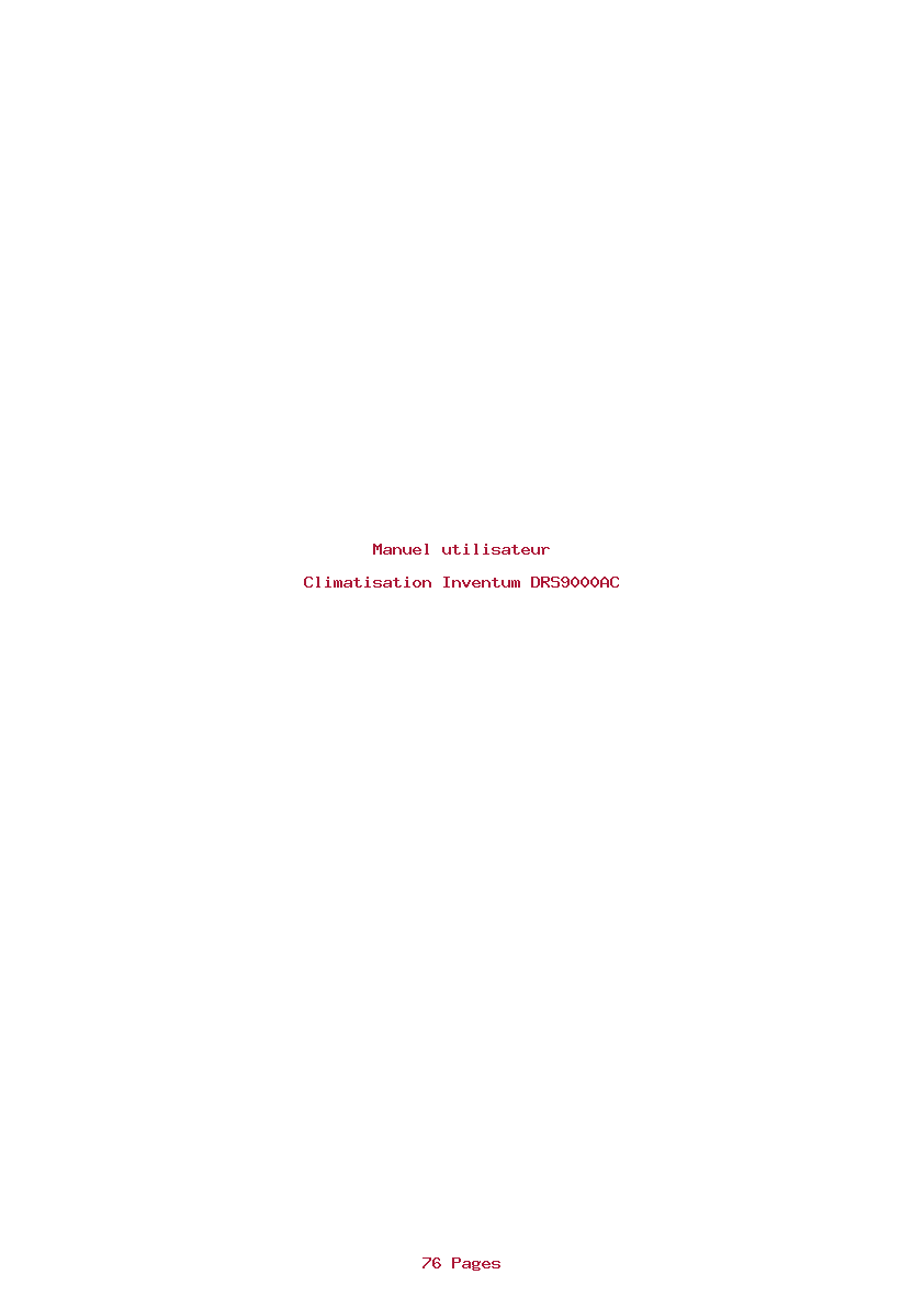 Page 1 de la notice Manuel utilisateur Inventum DRS9000AC