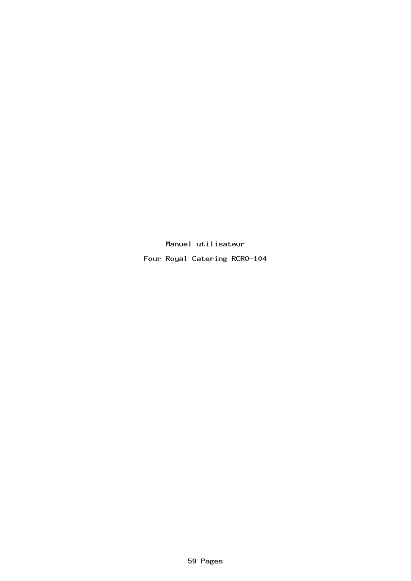 Page 1 de la notice Manuel utilisateur Royal Catering RCRO-104
