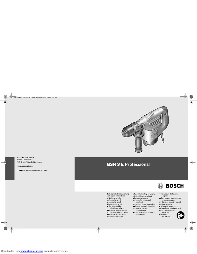 Page 1 de la notice Manuel utilisateur Bosch GSH 3 E Professional