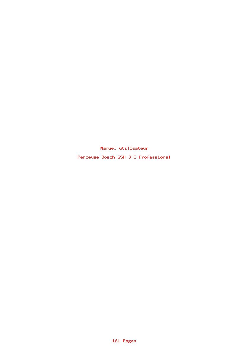 Page 1 de la notice Manuel utilisateur Bosch GSH 3 E Professional