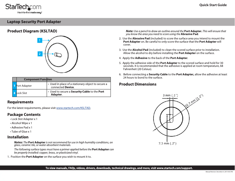 Page 1 de la notice Manuel utilisateur StarTech.com KSLTAD