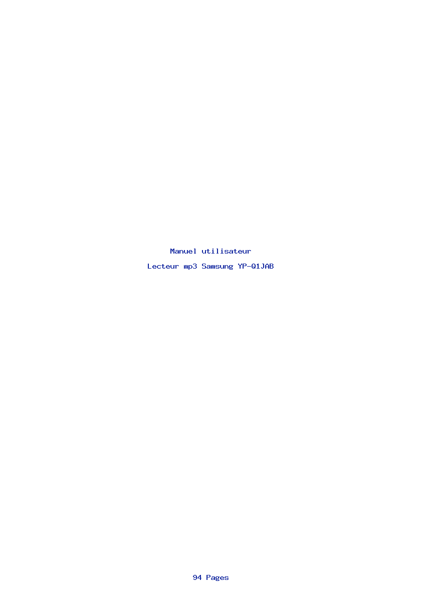 Page 1 de la notice Manuel utilisateur Samsung YP-Q1JAB