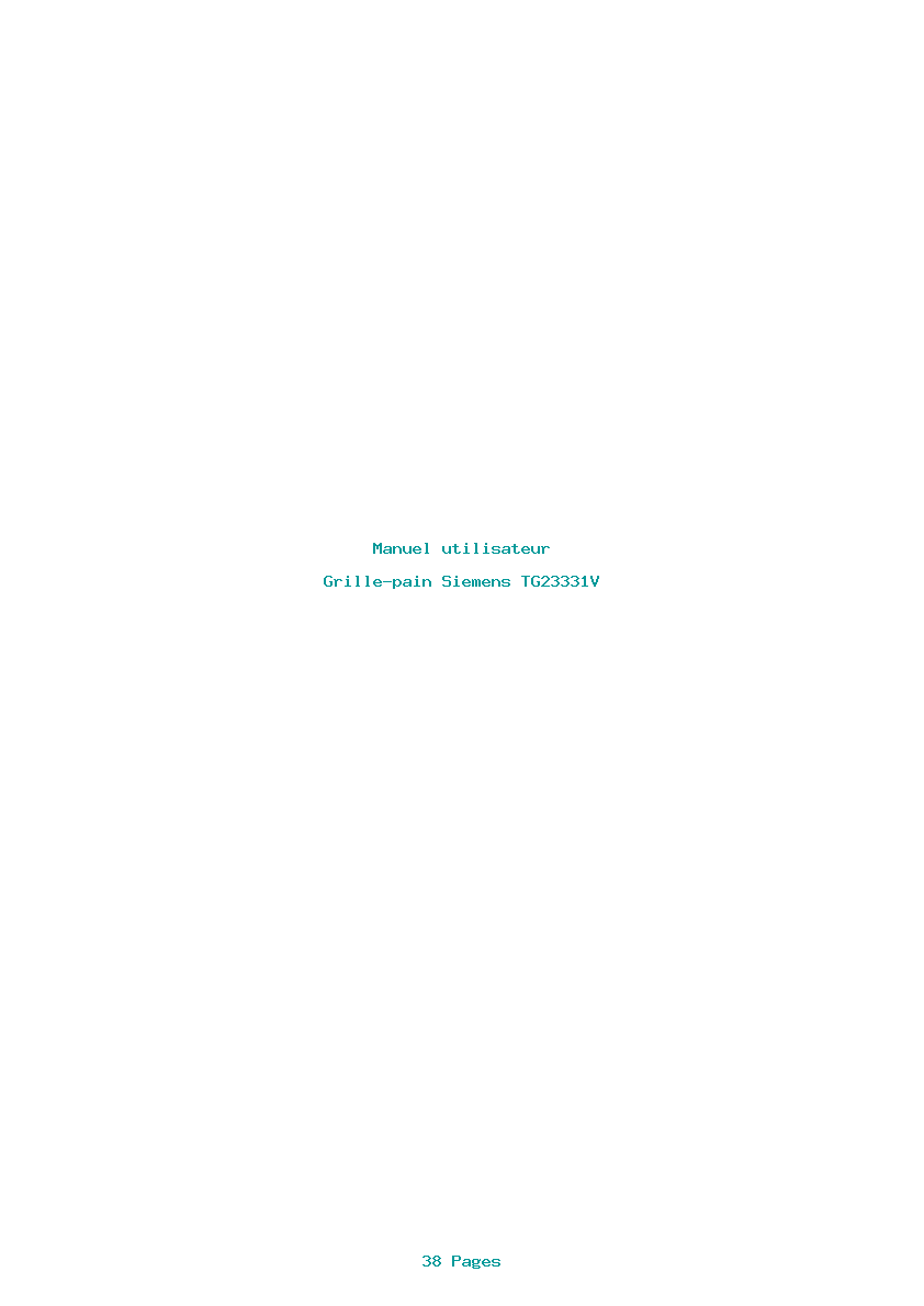 Page 1 de la notice Manuel utilisateur Siemens TG23331V