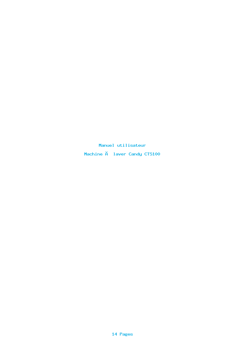 Page 1 de la notice Manuel utilisateur Candy CTS100
