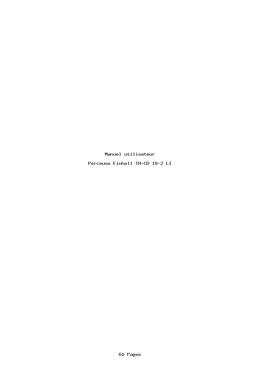 Page 1 de la notice Manuel utilisateur Einhell TH-CD 18-2 LI