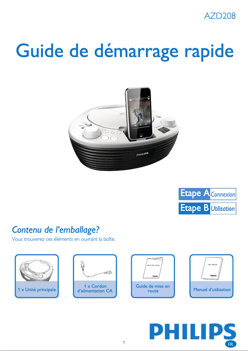 Página 1 del manual Guía de inicio rápido Philips AZD208