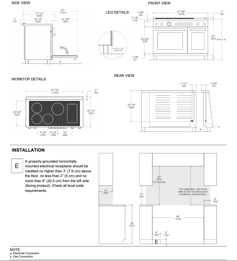 Page 1 de la notice Guide d'installation Bertazzoni MAS486IGFEPXT