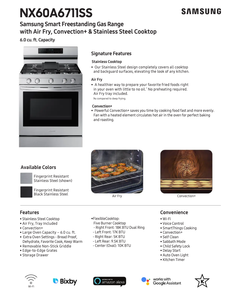 Página 1 del manual Ficha técnica Samsung NX60A6711SS