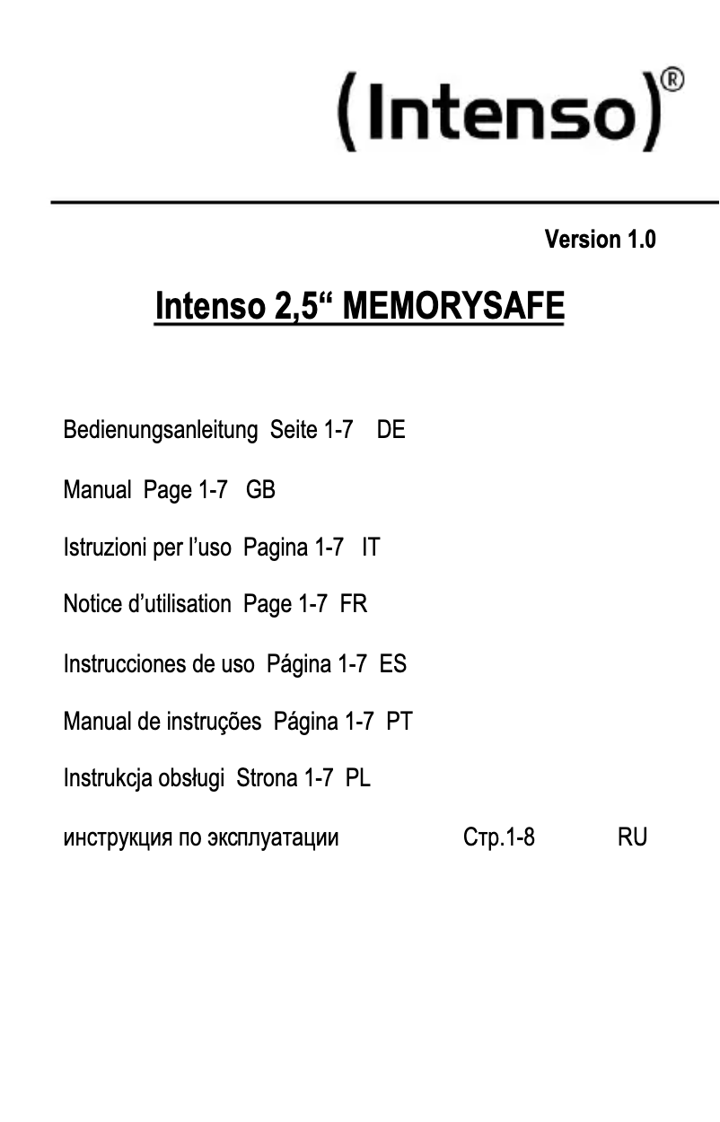 Page 1 de la notice Manuel utilisateur Intenso 6029562