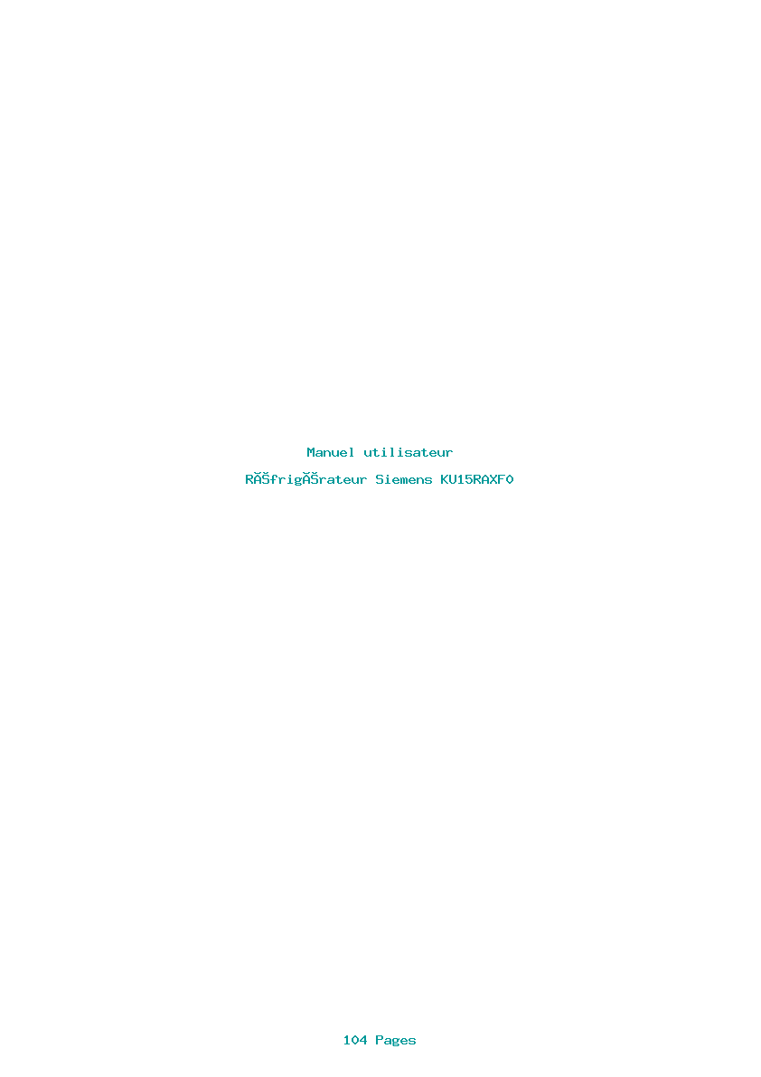 Page 1 de la notice Manuel utilisateur Siemens KU15RAXF0