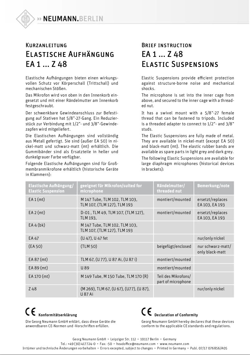 Page 1 de la notice Manuel utilisateur Neumann EA 87