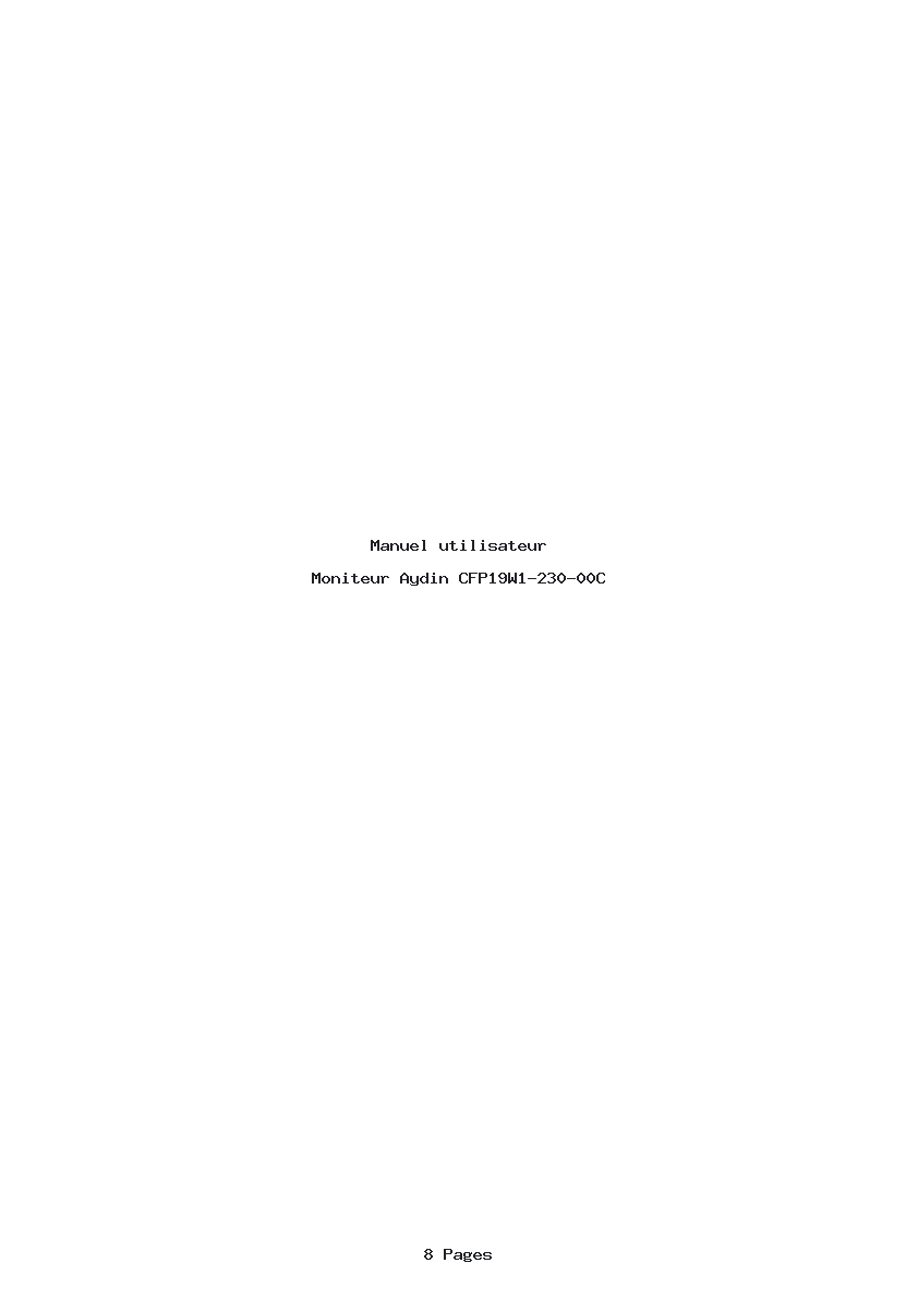 Page 1 de la notice Manuel utilisateur Aydin CFP19W1-230-00C