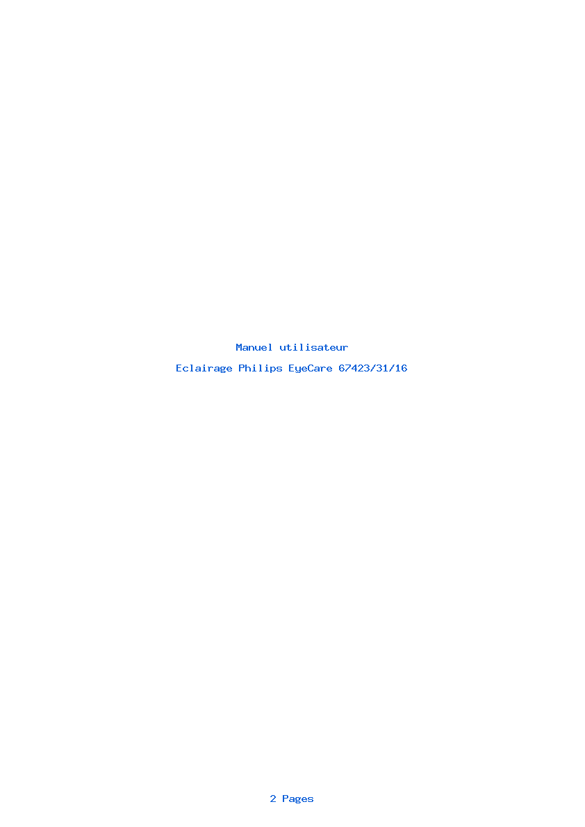 Page 1 de la notice Manuel utilisateur Philips EyeCare 67423/31/16
