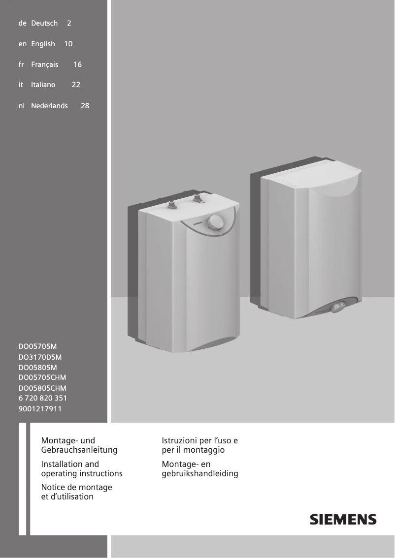 Page 1 de la notice Manuel utilisateur Siemens DO3170D5M