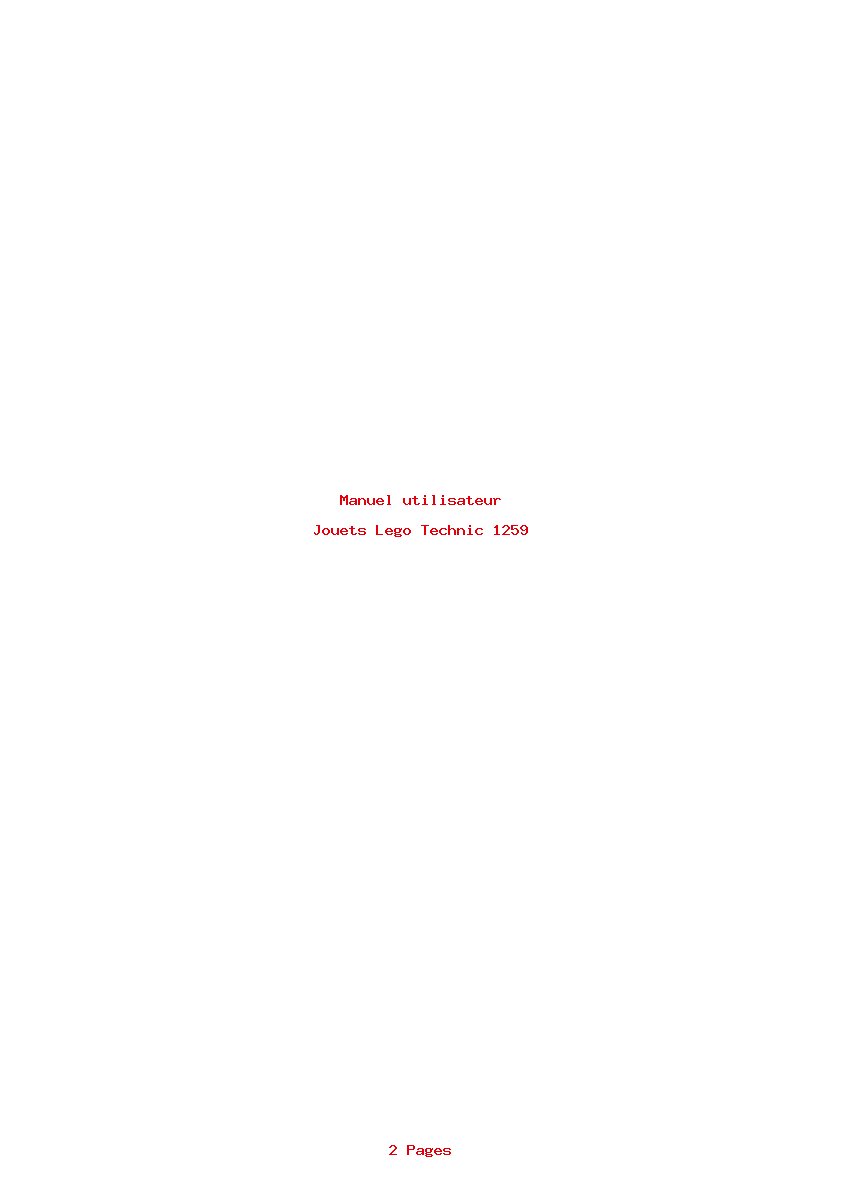 Page 1 de la notice Manuel utilisateur Lego Technic 1259