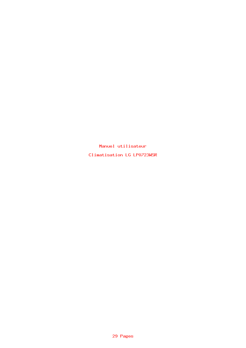 Page 1 de la notice Manuel utilisateur LG LP0723WSR