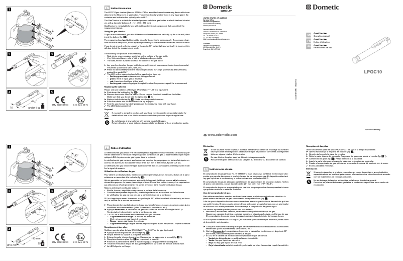Page 1 de la notice Manuel utilisateur Dometic LPGC10