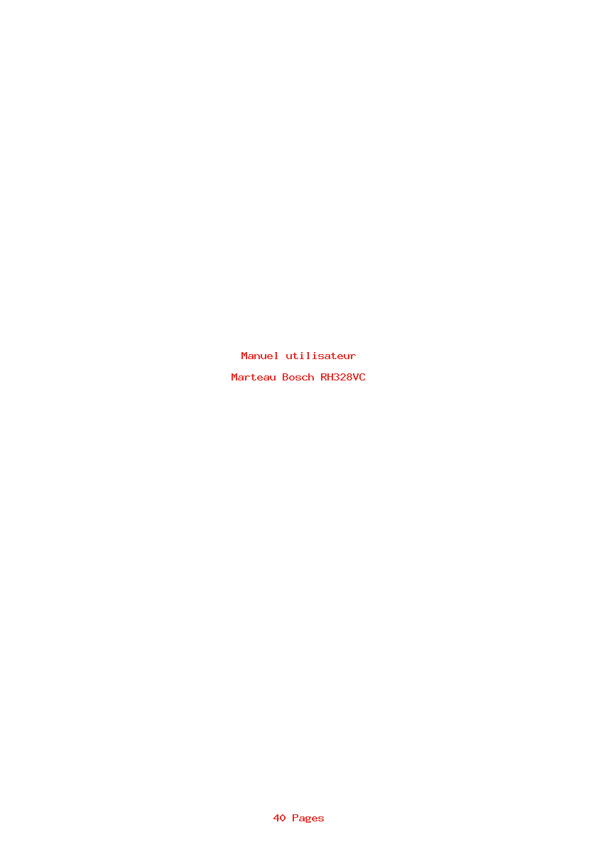 Page 1 de la notice Manuel utilisateur Bosch RH328VC
