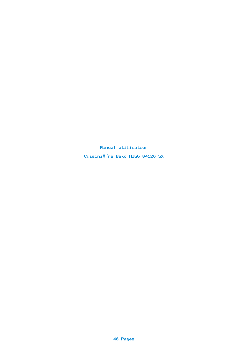 Page 1 de la notice Manuel utilisateur Beko HIGG 64120 SX