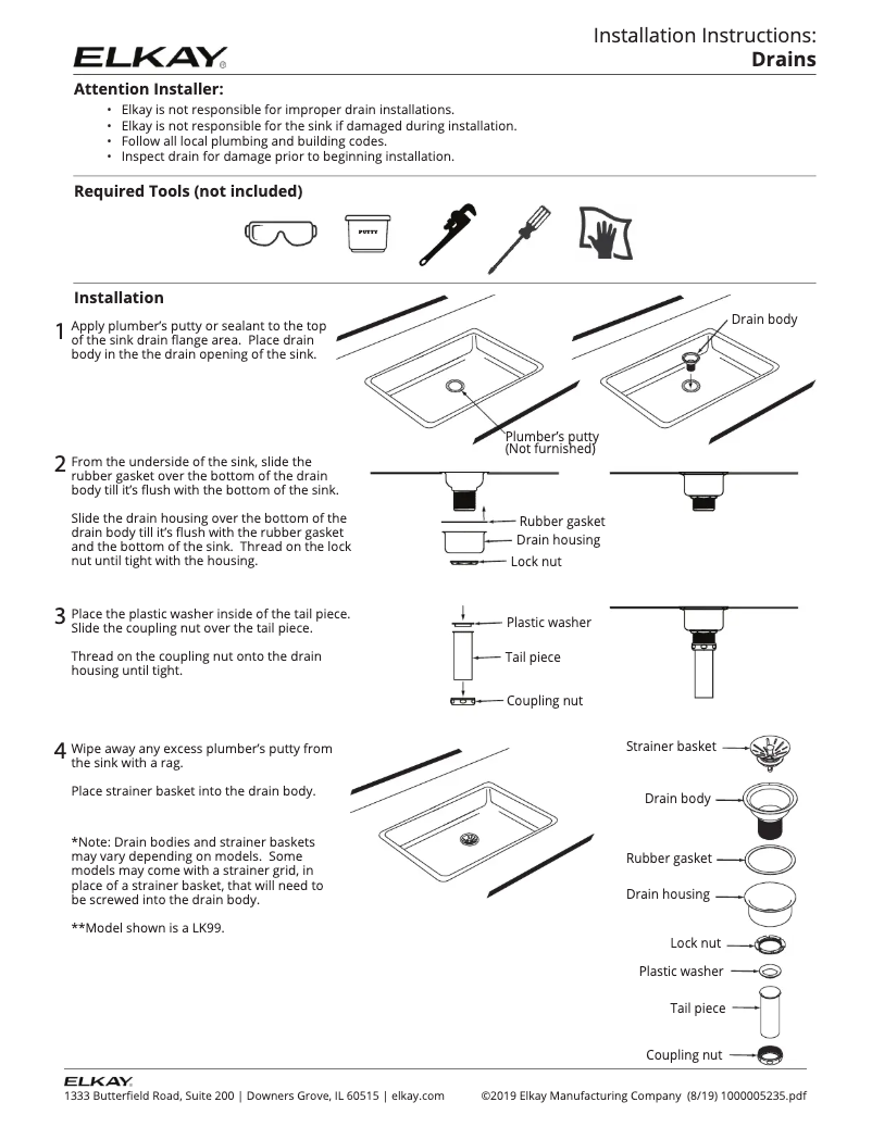Page 1 de la notice Manuel utilisateur Elkay LK9